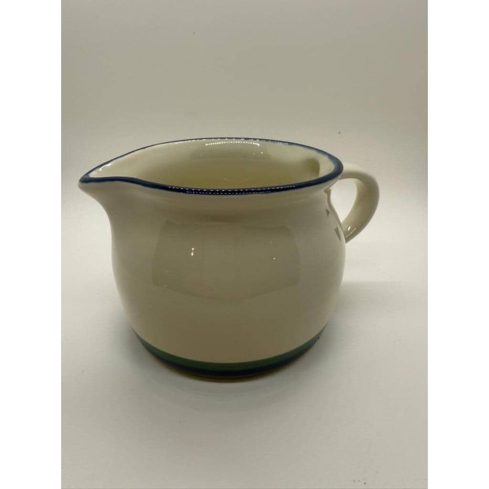 Pfaltzgraff Ocean Breeze Stoneware Creamer USA Ivory with Blue‎ Trim Vintage